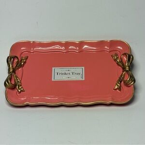 Elegant Coral Trinket Tray with Gold Accents